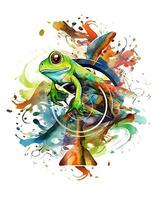 Aquarell Frosch im Natur Kopf Sitzung generativ ai foto
