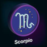 3d Illustration, Tierkreis Zeichen Skorpion, Zeichen gerahmt im das gestalten Kreis, Esoterik und Astrologie. modern einfach Design auf ein dunkel Hintergrund foto
