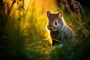 Nahansicht von süß Hase mit schön Bokeh Hintergrund, generativ ai Illustration foto