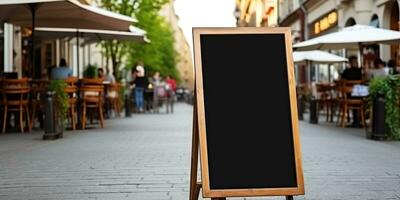 ai generiert. ai generativ. Geschäft Restaurant Cafe Plakatwand spotten oben leer Zeichen Vorlage Banner zum Förderung. Grafik Kunst foto