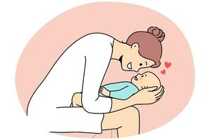 liebend Mutter spielen mit Neugeborene Baby foto
