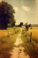 ai generativ Land Straße im das Felder retro Film gefiltert instagram Stil foto