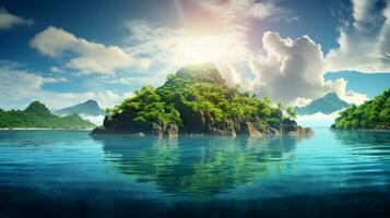 ein atemberaubend breit Winkel Aussicht von ein faszinierend schön Insel Paradies foto