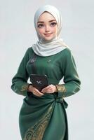 Flug Begleiter Puppe mit Muslim Kleid. generativ ai foto