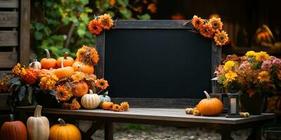 ai generiert. ai generativ. Halloween Urlaub Feier traditionell Hintergrund spotten oben Tafel. Grafik Kunst foto