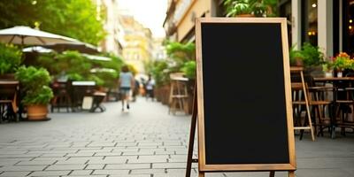 ai generiert. ai generativ. Geschäft Restaurant Cafe Plakatwand spotten oben leer Zeichen Vorlage Banner zum Förderung. Grafik Kunst foto