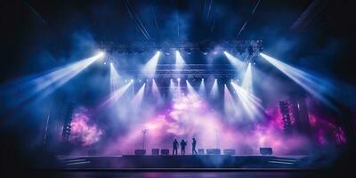 ai generiert. ai generativ. Bühne Szene Veranstaltung Nacht Leben Konzert Show Scheinwerfer Leistung Hintergrund. Grafik Kunst foto