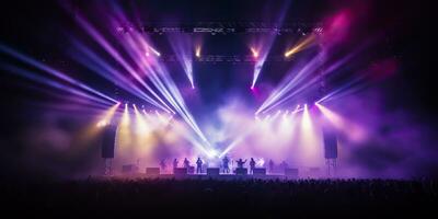 ai generiert. ai generativ. Bühne Szene Veranstaltung Nacht Leben Konzert Show Scheinwerfer Leistung Hintergrund. Grafik Kunst foto