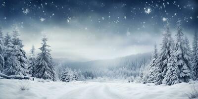 ai generiert. ai generativ. fröhlich Weihnachten Weihnachten Neu Jahr Winter Urlaub Wald Landschaft. Grafik Kunst foto