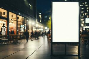 modern Einkaufen Einkaufszentrum bietet an leer Vertikale Poster zum personalisiert Inhalt ai generiert foto