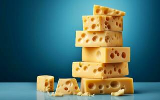 ein Fachmann Foto von schweizerisch Käse auf ein Weiß Hintergrund, generativ ai
