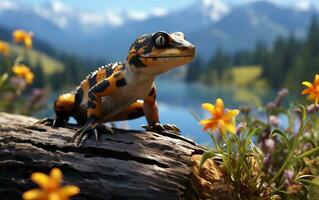 hohe Qualität 3d machen von ein Yunnan See Newt, mit ein Ganzkörper Sicht, generativ ai foto