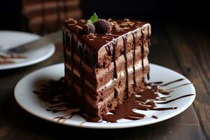 Foto von ein lecker Schokolade Kuchen, generativ ai