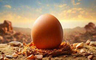braun Hähnchen Ei Beförderung Poster - - glatt. generativ durch ai foto