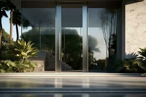 architektonisch Ästhetik modern Glas Eingang. generativ durch ai foto