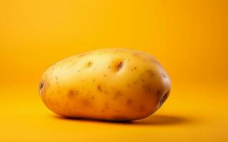 Makro Kartoffel Studio Schuss auf ein solide Gelb Hintergrund, generativ durch ai foto