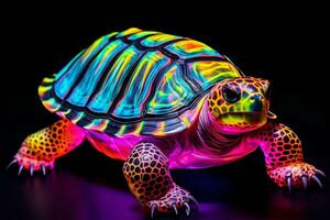 fluoreszierend Wunder - - lebensecht Schildkröte im beschwingt Lebensraum. generativ durch ai foto