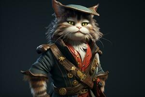 Katze Pirat Abenteuer im 3d. generativ durch ai foto