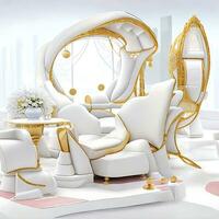 Foto Luxus modern Hochzeit Stil futuristisch Veranstaltung Stuhl ai generiert