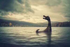 See ness Monster- Nessie im das See. generativ ai foto