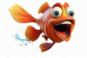 3d gerendert Illustration von Karikatur Charakter von Goldfisch mit glücklich Ausdruck. ai generiert Profi Foto