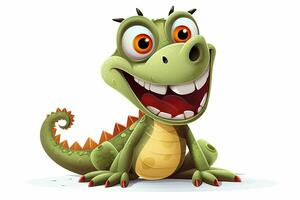 Karikatur Krokodil mit Smiley Gesicht auf Weiß Hintergrund - - 3d Illustration. ai generiert Profi Foto