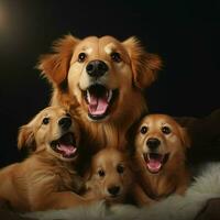 Gruppe von golden Retriever Hunde auf schwarz Hintergrund. Studio Schuss. ai generiert Profi Foto