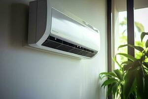 Luft Conditioner auf das Mauer im das Leben Zimmer, Lager Foto. ai generiert Profi Foto
