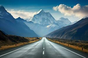 Straße im das Berge. Landschaft mit Asphalt Straße im das Berge. ai generiert Profi Foto