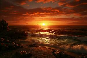 schön Seelandschaft beim Sonnenuntergang. ai generiert Profi Foto