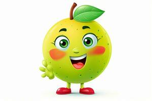 komisch Grün Guave Obst Charakter isoliert auf Weiß Hintergrund. ai generiert Profi Foto
