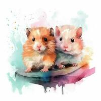 zwei Hamster auf Aquarell Hintergrund. ai generiert Profi Foto