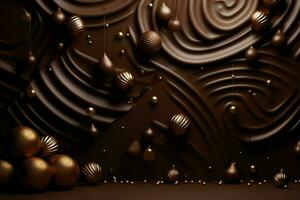 Schokolade Bar mit Bogen und Konfetti. 3d Wiedergabe. ai generiert kostenlos Foto