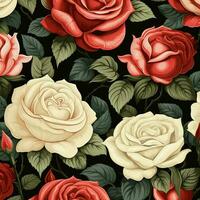 Rose Blume Hintergrund Design, rot Rosen auf schwarz Hintergrund. ai generiert kostenlos Foto