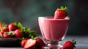 gesund Erdbeere Obst Smoothies.generativ ai. foto