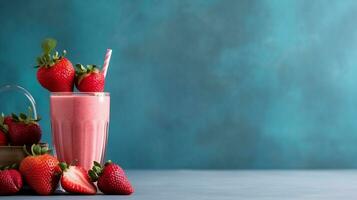 gesund Erdbeere Obst Smoothies.generativ ai. foto