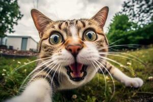 Porträts von Katzen komisch Gesichter.generativ ai. foto