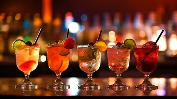 Cocktail Saft auf Bar Zähler auf party.generativ ai. foto