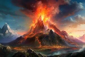 Vulkan Eruption.generativ ai. foto