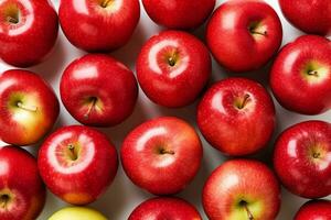 oben Aussicht frisch reif rot Äpfel.generativ ai. foto