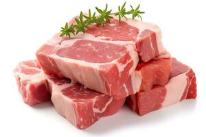 roh Schweinefleisch Fleisch isoliert auf Weiß hintergrund.generativ ai. foto