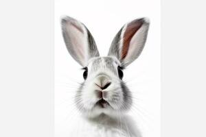 Porträt von Hase isolieren auf Weiß hintergrund.generativ ai. foto