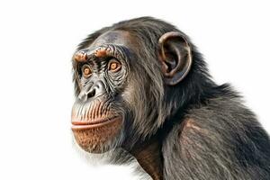 Schimpanse isoliert auf Weiß Hintergrund .generativ ai. foto