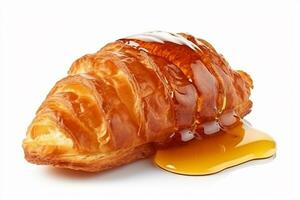 Croissant mit Süss Honig isoliert auf Weiß hintergrund.generativ ai. foto