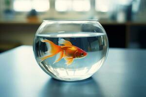 Goldfisch Schwimmen im Glas Schüssel foto