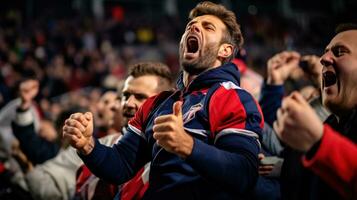 groß Gruppe von Sport Ventilator auf Stadion foto