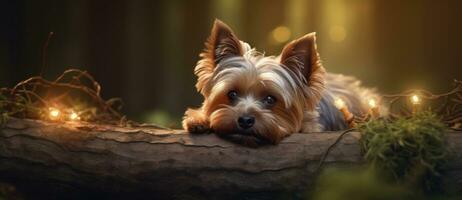 süß Hund mit Magie Beleuchtung foto