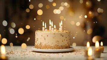 golden Geburtstag Kuchen Hintergrund foto