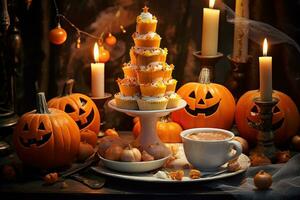 Halloween Kuchen auf dunkel foto