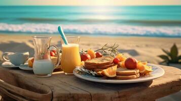 Sommer- Frühstück auf das Strand foto